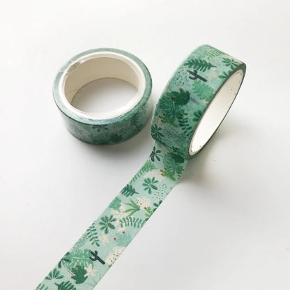 Green Plant Floral Washi Tape – DIY Decorative Adhesive for Scrapbooking, School, & Handmade Crafts