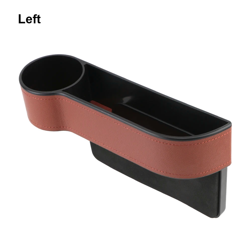 Universal PU Leather Car Seat Gap Organizer – Storage Box with Charging Hole, Phone, Bottle & Key Holder Auto Accessories