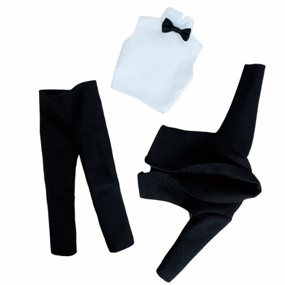 1/6 Men’s Doll Suit Set — Coat, Vest & Trousers for 12-Inch (30cm) Doll, Black Business, Tuxedo & Wedding Party Outfit