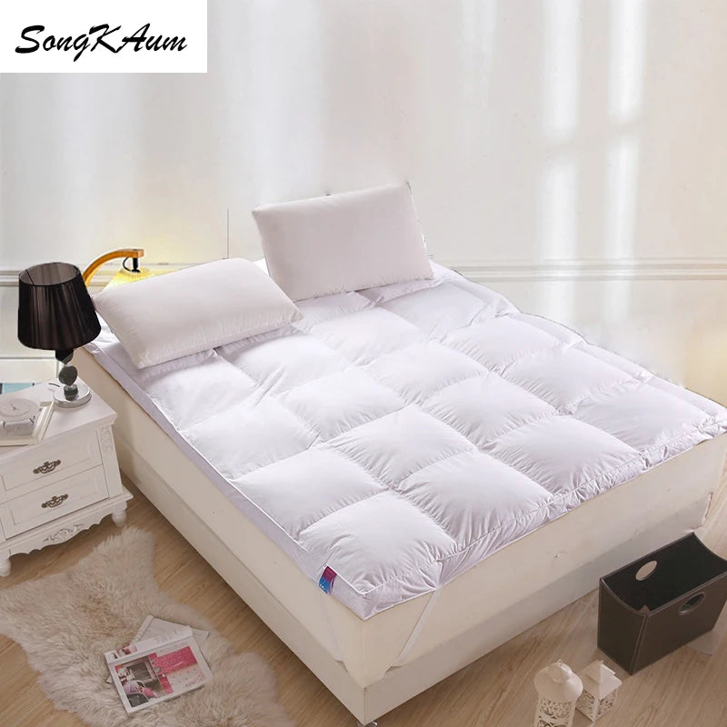 SongKAum 100% White Goose Down Mattress – Thickened, Warm Tatami Pad for Luxury Five-Star Comfort, King & Queen Size