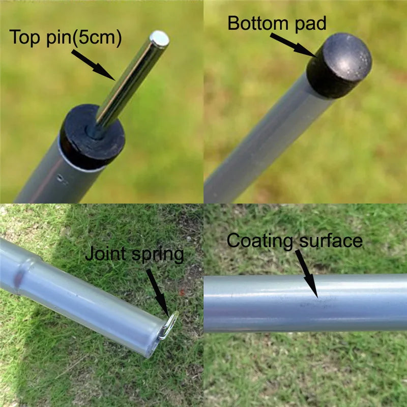 2m / 1.8m Folding Tarp Pole - Awning Rod Foldable Tent Support Stand for Outdoor Camping Sun Shelter - Tent Accessories