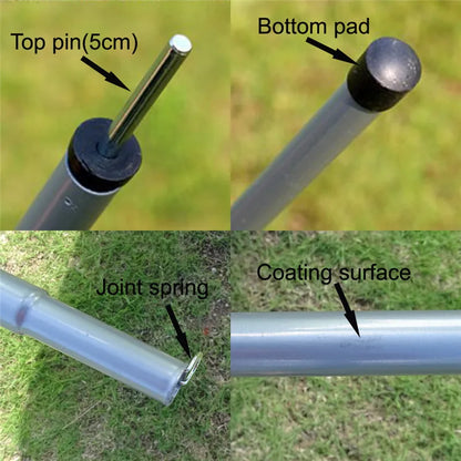 2m / 1.8m Folding Tarp Pole - Awning Rod Foldable Tent Support Stand for Outdoor Camping Sun Shelter - Tent Accessories
