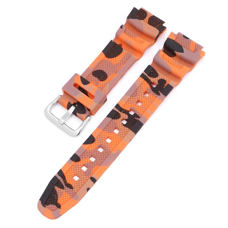 18mm Camouflage Silicone Watch Strap for Casio G-Shock AQ-S810W AE-1000W AE-1200/1300 SGW-300 W-215 F-108 - Sport Replacement Band