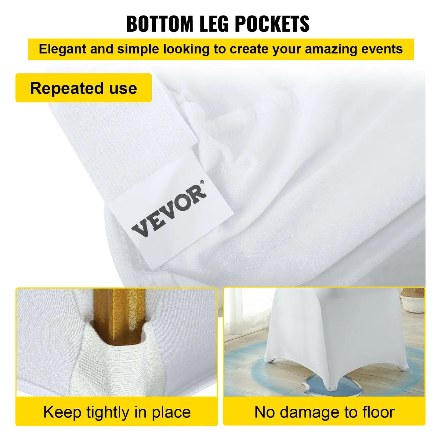 SucceBuy Wedding Chair Covers – 12/30/50/100Pcs White Spandex Stretch Slipcovers for Banquet, Party & Dining