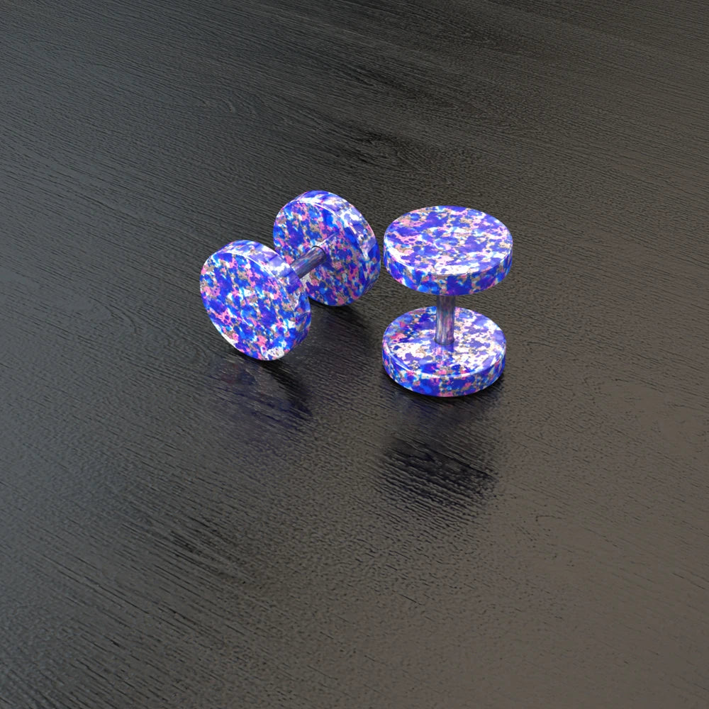 Stainless Steel Stud Earrings & Ear Plugs — Faux Punk Barbell Tunnels, Fake Piercing Gauges for Men & Women Body Jewelry