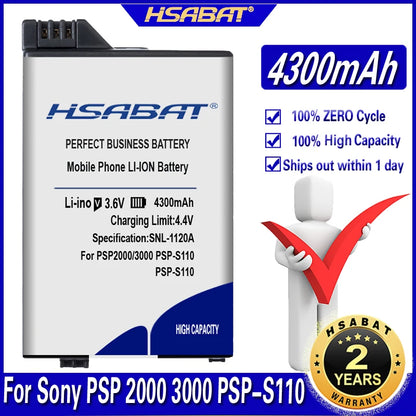 HSABAT 4300mAh Replacement Battery for Sony PSP2000/PSP3000/PSP-S110 — Portable Gamepad Power Pack