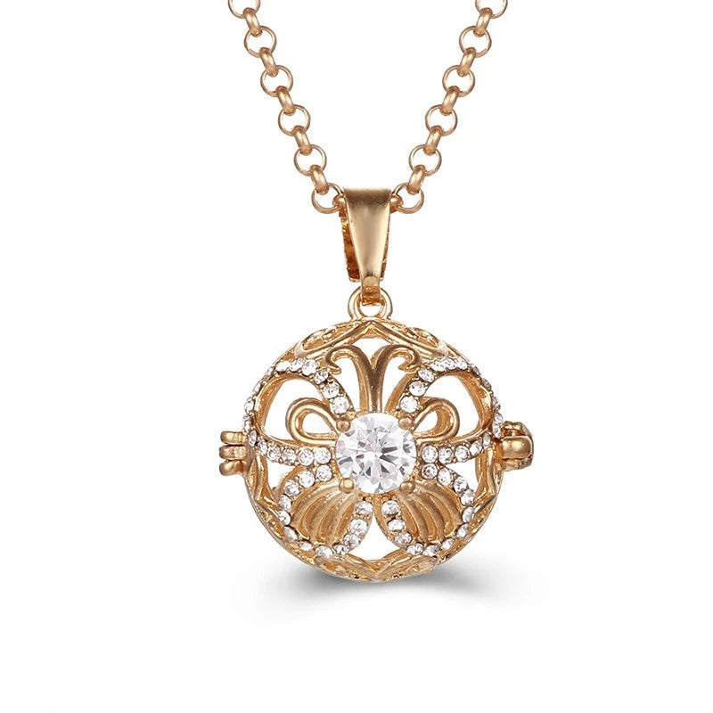 Mexico Music Ball Hollow Zircon Pendant Necklace – Vintage Perfume Aromatherapy Locket for Women