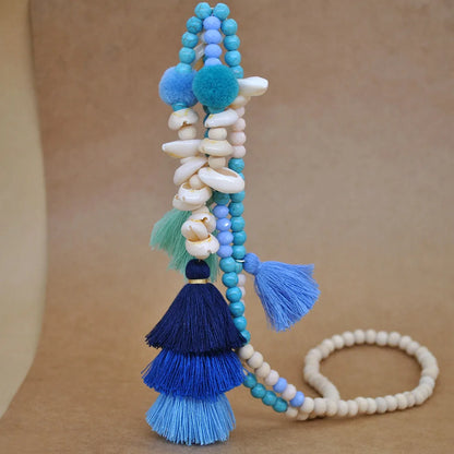 Wooden Bead Tassel Long Necklace - Bohemian Summer Beach Sweater Chain for Women | Mother's Day Gift