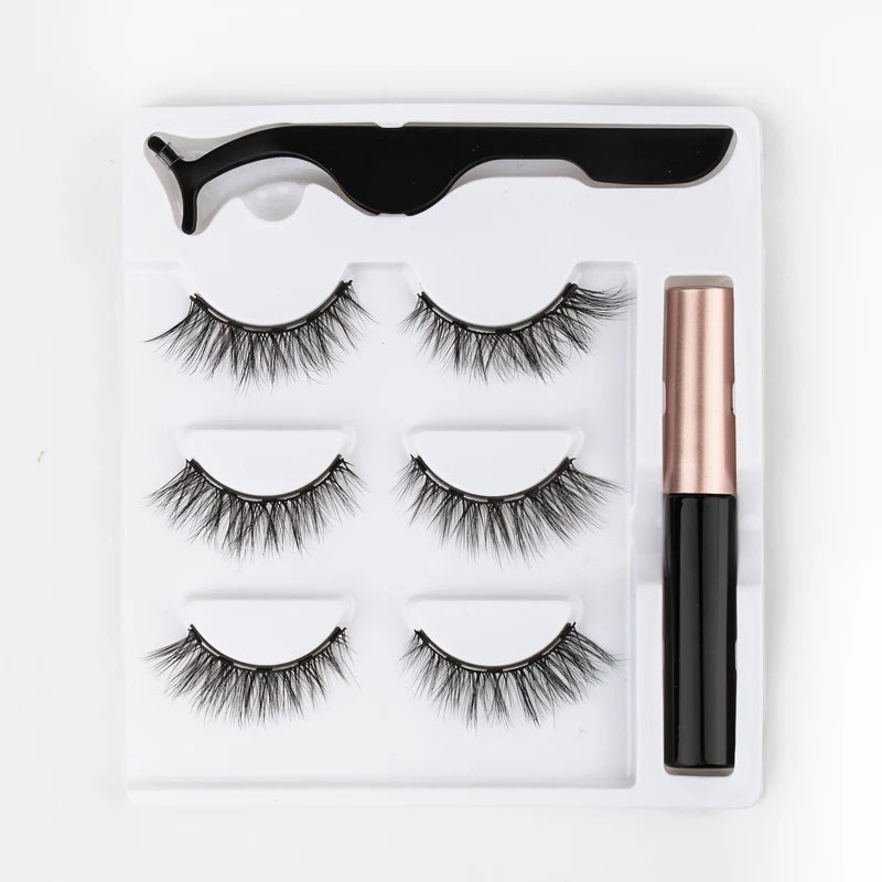 3D Magnetic Mink Eyelashes with Magnetic Eyeliner – Short False Lashes, Handmade, Long-Lasting Eye Makeup Tool