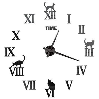 3D DIY Wall Clock - Modern Acrylic Mirror Sticker Quartz Clock For Living Room Decor With Silent Movement