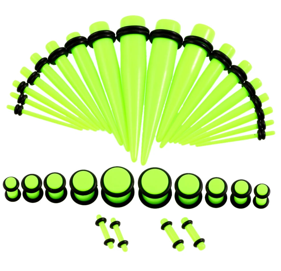 36PCS Acrylic Ear Gauge Taper & Plug Stretching Kit — Mixed Color Flesh Tunnel Expansion Jewelry 14G-00G