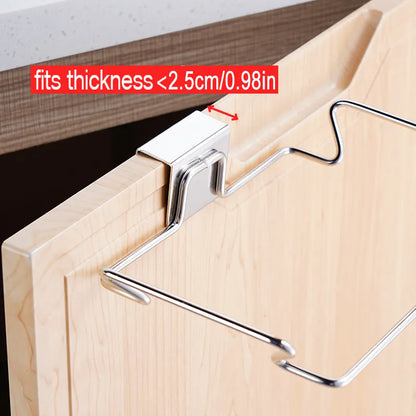 Stainless Steel Kitchen Trash Rack - Cabinet Door Garbage Bags Holder for Convenient Garbage Storage
