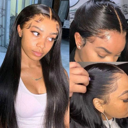 HD Lace Front Human Hair Wig – Straight 13x4 13x6 Transparent Lace Frontal, Pre-Plucked Glueless Wig for Women