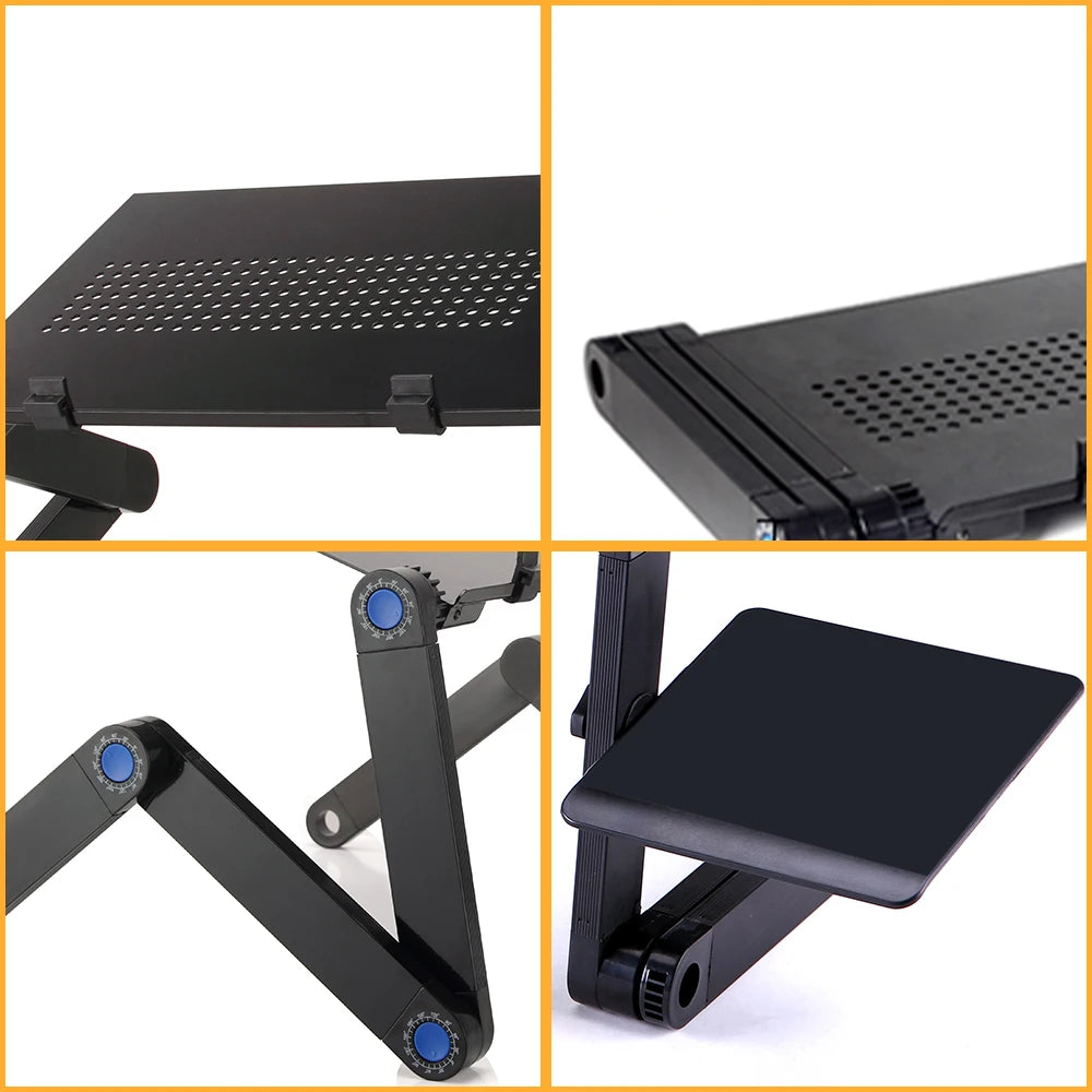 Adjustable Aluminum Laptop Desk Stand - Portable Ergonomic Lapdesk with Mouse Pad for Bed, Sofa, and TV Viewing