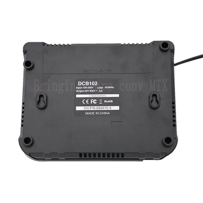 Fast Charging DCB102 Li-ion Battery Charger - For DeWalt 12V, 14.4V, 18V, 20V with USB Port & Dual Charging Position