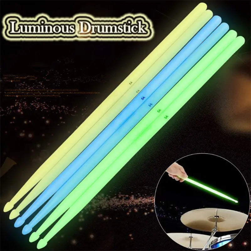 5A Luminous Drumsticks – Nylon Glow-in-the-Dark Bright Drum Sticks for Musical Instruments