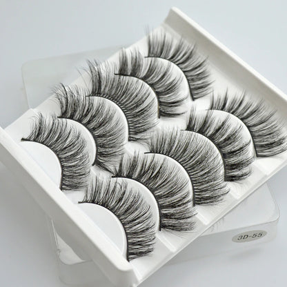 QSTY 5 Pairs 3D Mink False Eyelashes – Natural Long Dramatic Volume Black Lash Extensions