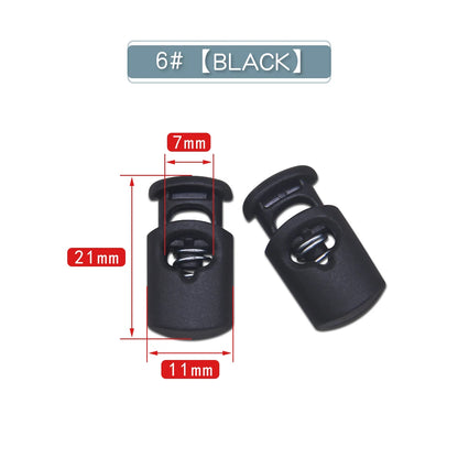 10pcs Plastic Cord Lock Stopper – Black Frost Toggle Clips for Shoelaces, Sportswear & DIY Bag Accessories