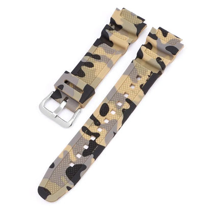 18mm Camouflage Silicone Watch Strap for Casio G-Shock AQ-S810W AE-1000W AE-1200/1300 SGW-300 W-215 F-108 - Sport Replacement Band