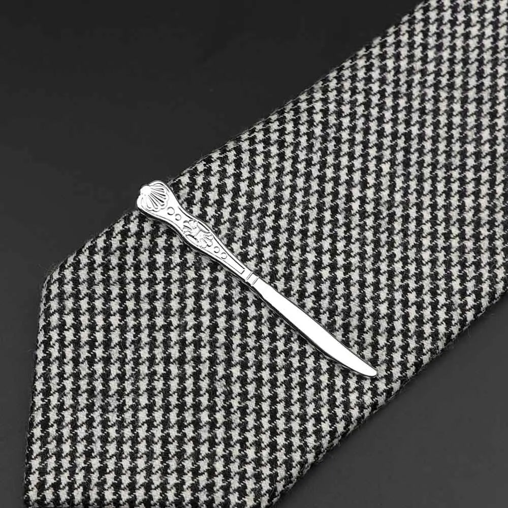 Men’s Stainless Steel Tie Clip - Car Airplane Fork Spoon Shape Necktie Pin Gift Accessory
