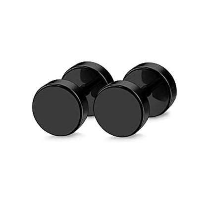 2-Piece Punk Stainless Steel Dumbbell Stud Earrings — Gothic Hip Hop Rock Style, Hypoallergenic Unisex Earrings for Men & Women