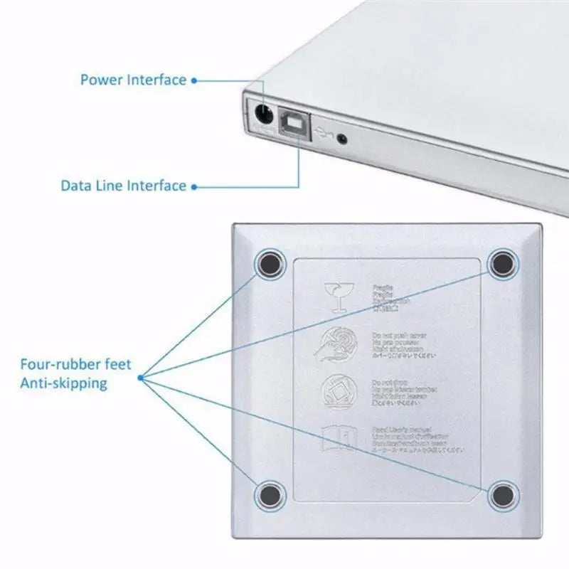 USB 2.0 External CD/DVD Drive – Optical DVD RW Burner & Reader for Windows PC and MacBook Laptops