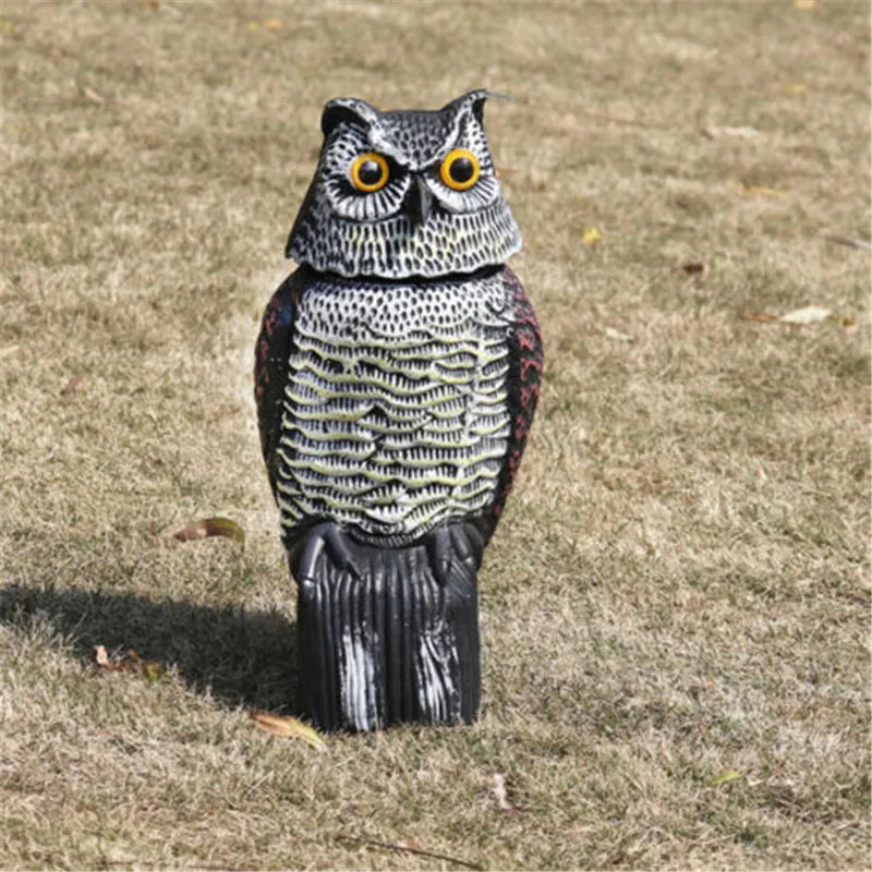Effective Bird Scarer with Rotating Head - Realistic Owl Prowler Decoy for Pest Control and Garden Protection