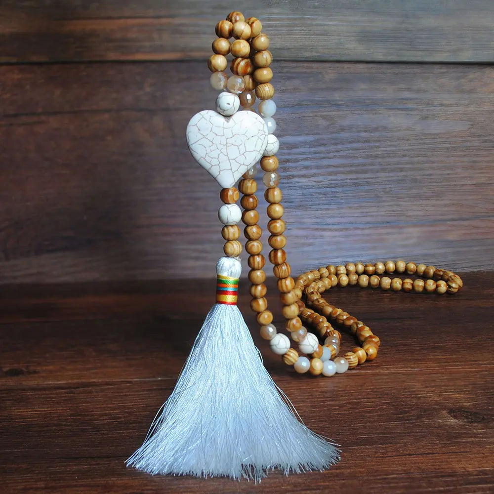 Wooden Bead Tassel Long Necklace - Bohemian Summer Beach Sweater Chain for Women | Mother's Day Gift