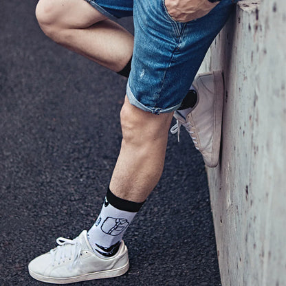 Funny Cartoon Fashion Cotton Socks – Hip Hop Skateboard Style Socks for Men & Women, Beer, Pizza, Astronaut & Pineapple Print Casual Wear Socks