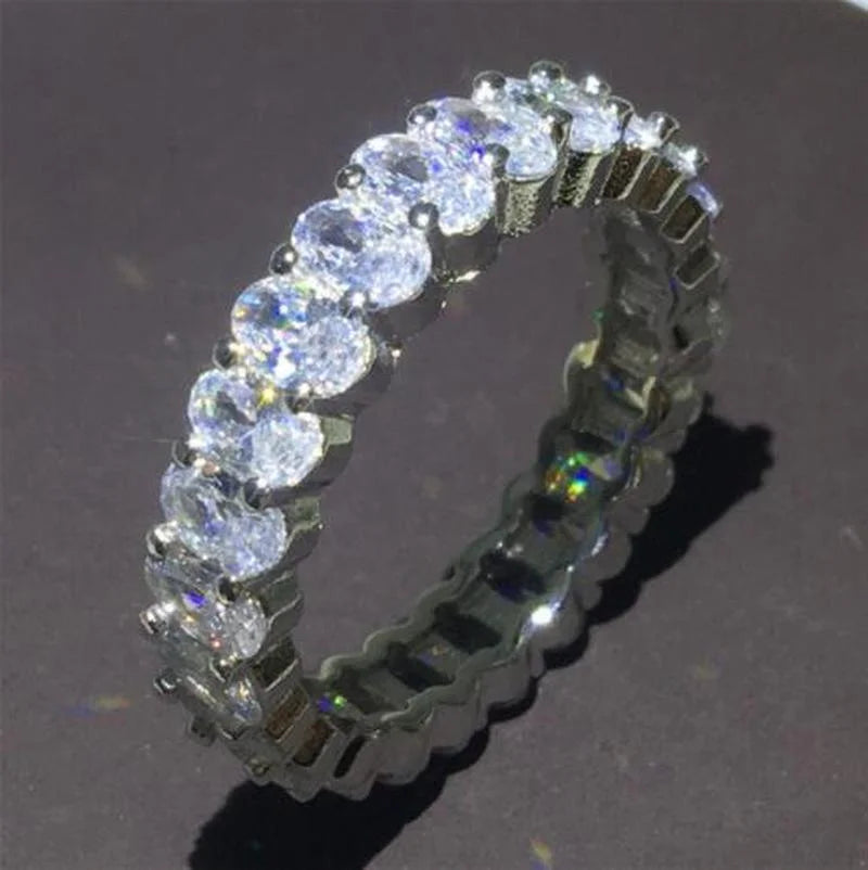 925 Sterling Silver Eternity Band Ring - CZ Diamond Promise Engagement Wedding Jewelry for Women & Men