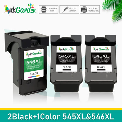 InkGarden 545XL / 546 Ink Cartridge Replacement for Canon – Compatible Ink for PIXMA MG3053, MX490, MX494 & MX495 Printers