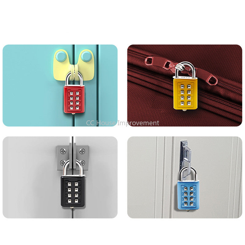 4-Digit Push Button Combination Padlock – Multiple Colors Travel Luggage Code Lock for Travel Accessories