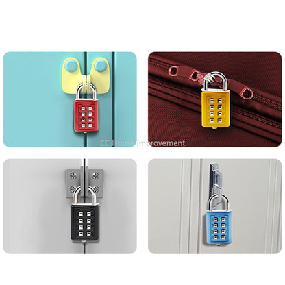 4-Digit Push Button Combination Padlock – Multiple Colors Travel Luggage Code Lock for Travel Accessories