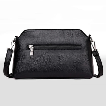 Women’s Casual Mama Messenger Bag – Small Black PU Leather Crossbody Shoulder Handbag