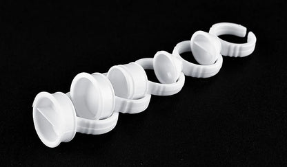 100pcs Disposable Plastic Pigment Rings — 3 Sizes White Ink Holders for Eyebrow Permanent Makeup