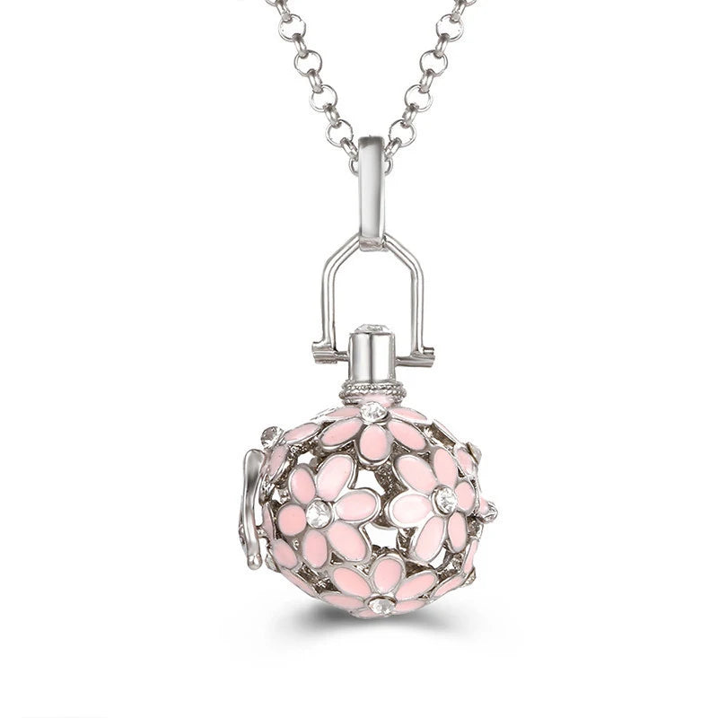 Mexico Music Ball Hollow Zircon Pendant Necklace – Vintage Perfume Aromatherapy Locket for Women