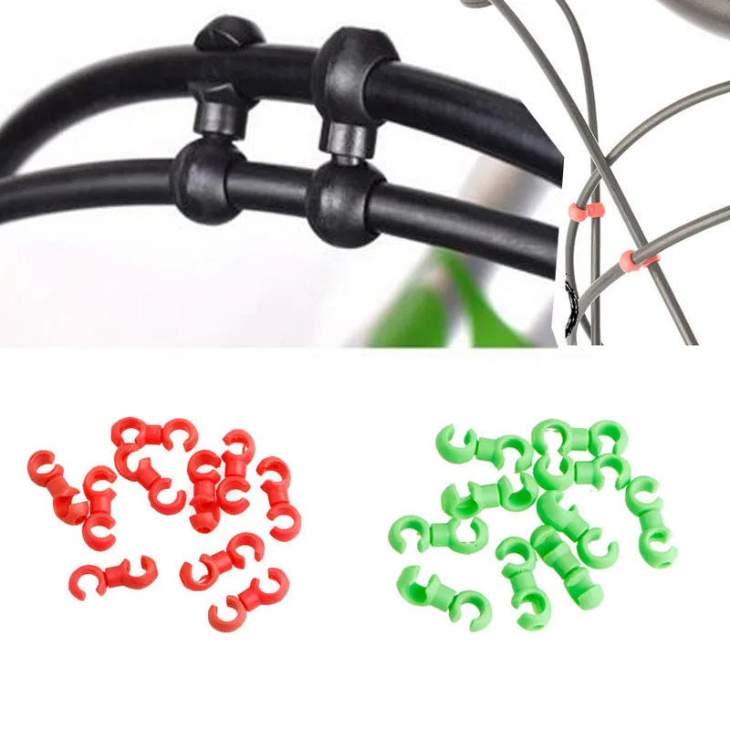 10Pcs S Buckle Bike Brake & Derailleur Cable Clips — Rotatable MTB Line Clip Rings