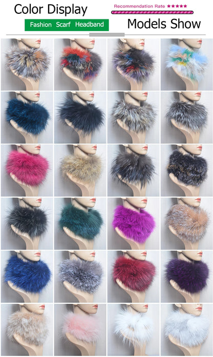 2025 Real Fox Fur Scarf and Headband – Luxury Winter Neck Warmer for Women, 100% Natural Fur, Elastic Ring Muffler