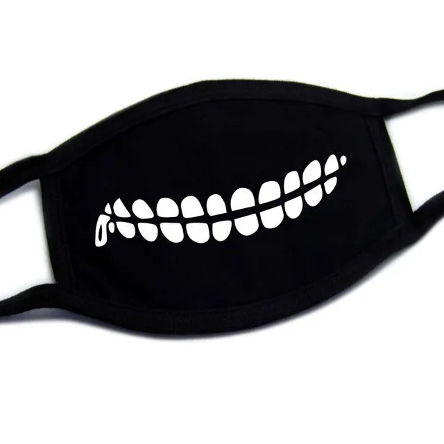 Kawaii Anime Expression Cotton Face Mask – Breathable Smile Mouth Muffle for Unisex Korean Style