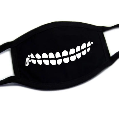 Kawaii Anime Expression Cotton Face Mask – Breathable Smile Mouth Muffle for Unisex Korean Style