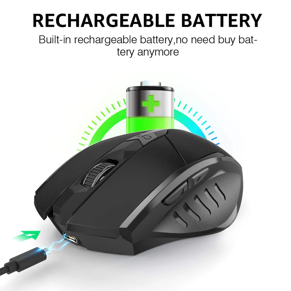 INPHIC Rechargeable Bluetooth Wireless Mouse – 2.4G Silent Office Mouse for PC, Laptop, Tablet & Smartphone
