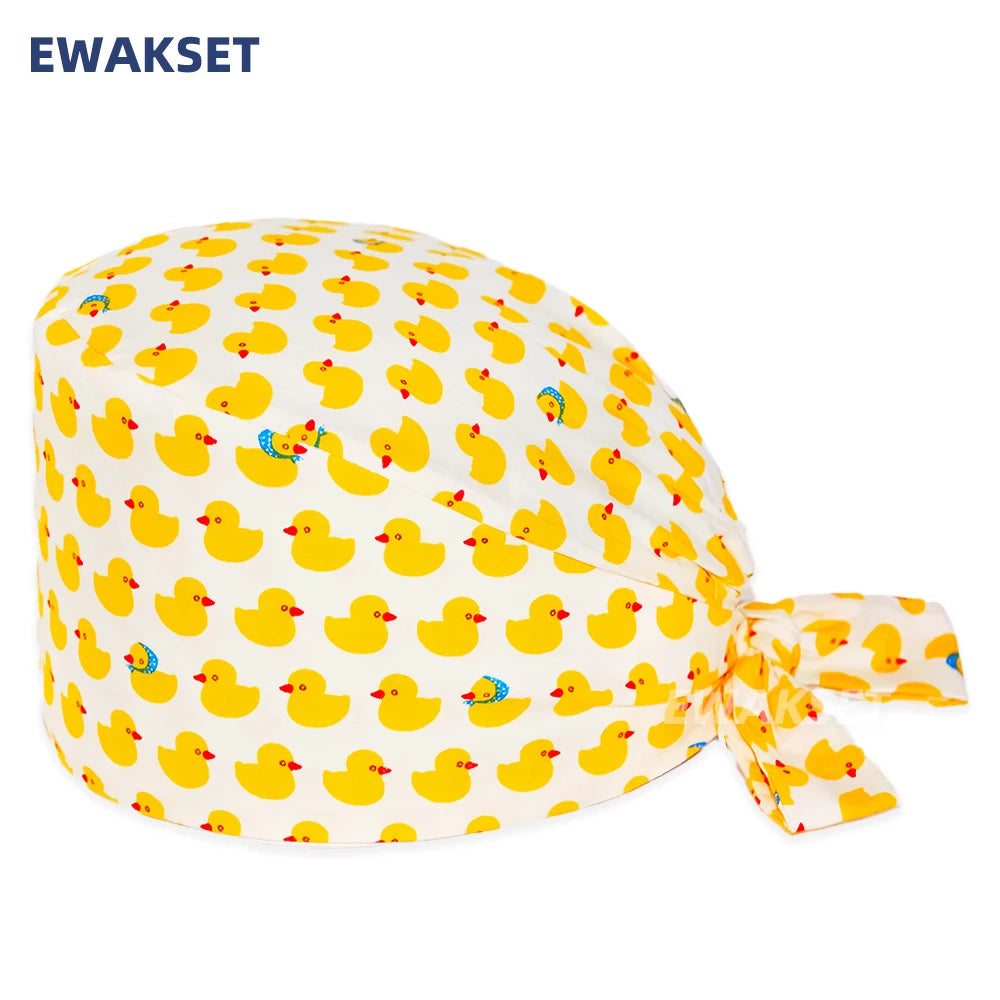 Unisex Soft Scrub Cap – Cartoon Print Surgical Hat for Men and Women, Operating Room Nursing Accessories