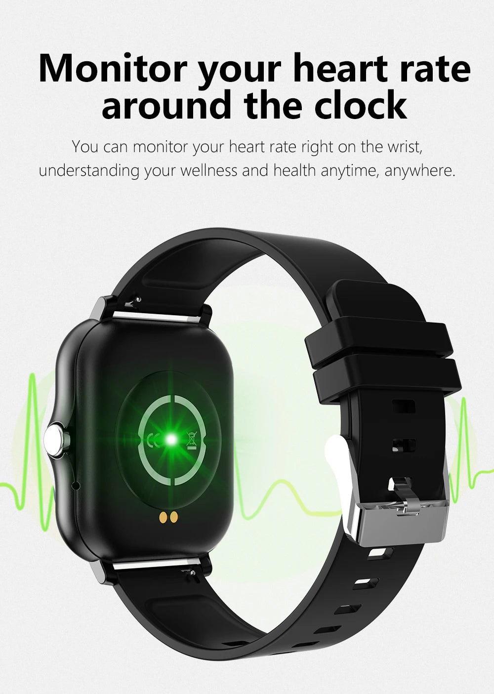 Smartwatch with Full Touch Screen — Call, Message Reminder, Music Control & Multi-Function Fitness Tracker, Compatible with iPhone & Android