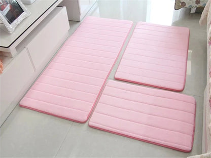 Water Absorption Anti-Slip Bath Mat Set - Bathroom, Toilet, Living Room, Bedroom Floor Carpet (1PC/3PC)