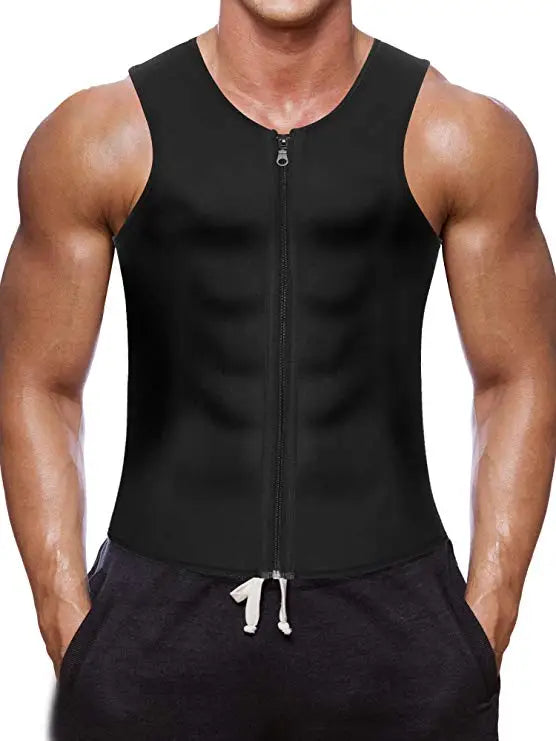 Men’s Body Shaper Waist Trainer – Sauna Sweat Vest Slimming Tank Top for Weight Loss & Fat Burning Workout Shapewear