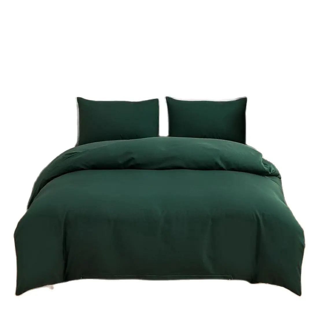 New Design Dark Green Bedding Set - Duvet Cover, Bed Sheet & Pillowcase, King/Queen/Full/Single Size (Excluding Filler), 3/4pcs