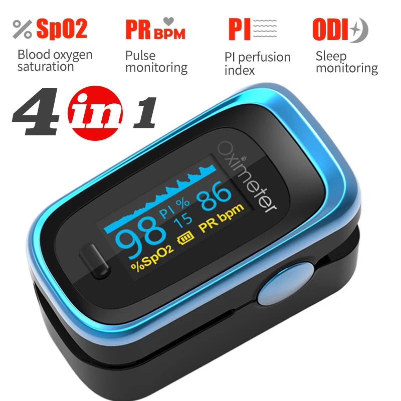 KIUZOU Finger Pulse Oximeter – SPO2, PR, PI, RR Blood Oxygen Saturation & Heart Rate Monitor, OLED Display