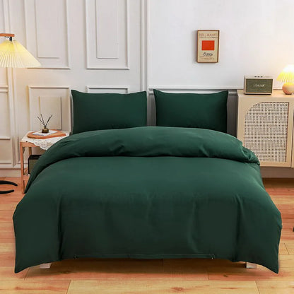 New Design Dark Green Bedding Set - Duvet Cover, Bed Sheet & Pillowcase, King/Queen/Full/Single Size (Excluding Filler), 3/4pcs
