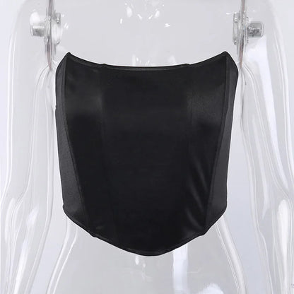 Sleeveless Off-Shoulder Velvet Corset Crop Top – Sexy Backless Bustier Vest for Women, Solid Color