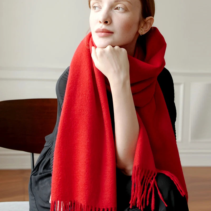 Solidlove Women’s Wool Winter Scarf – 100% Wool Cashmere Poncho Wrap, Fashionable Adult Scarf for Ladies